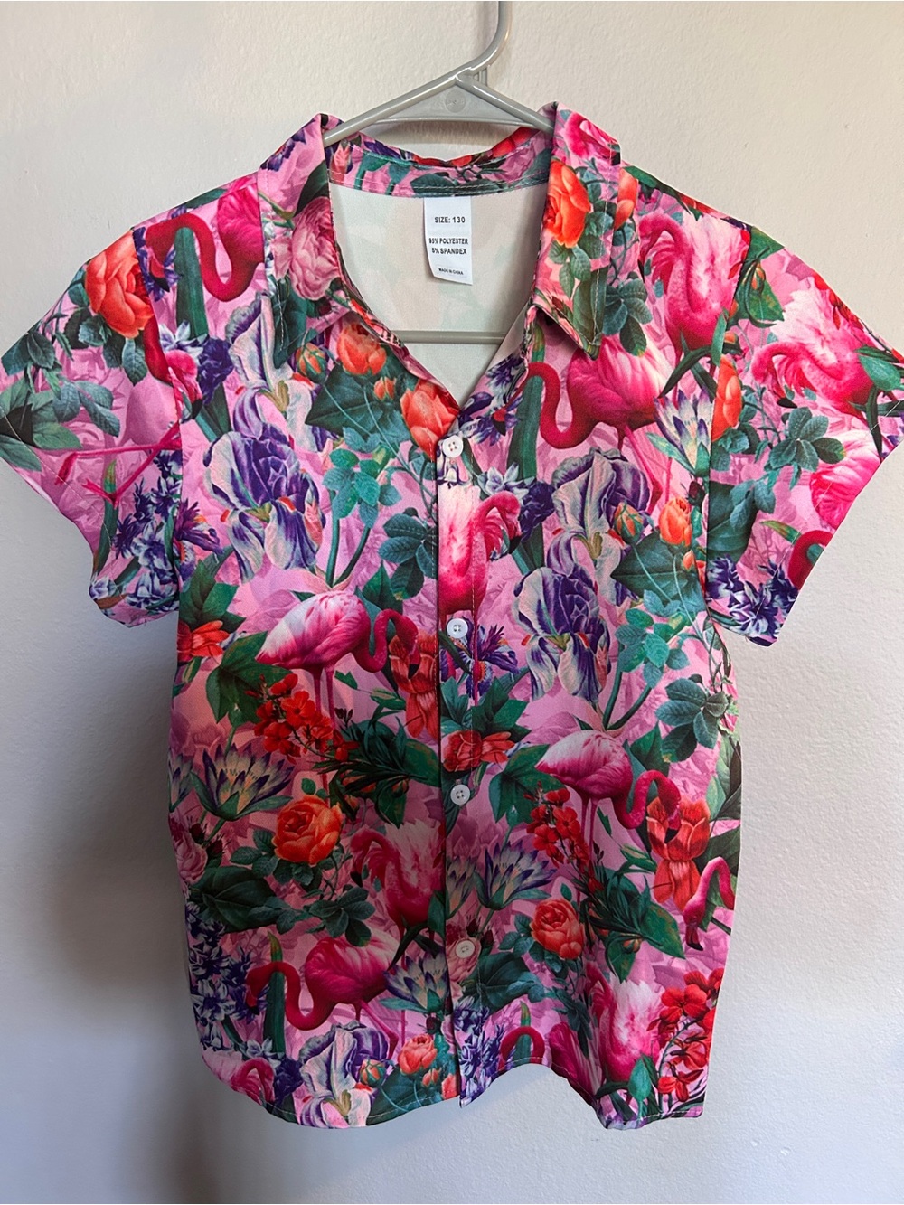 Vibrant Floral Button-Up Shirt in Pink & Green